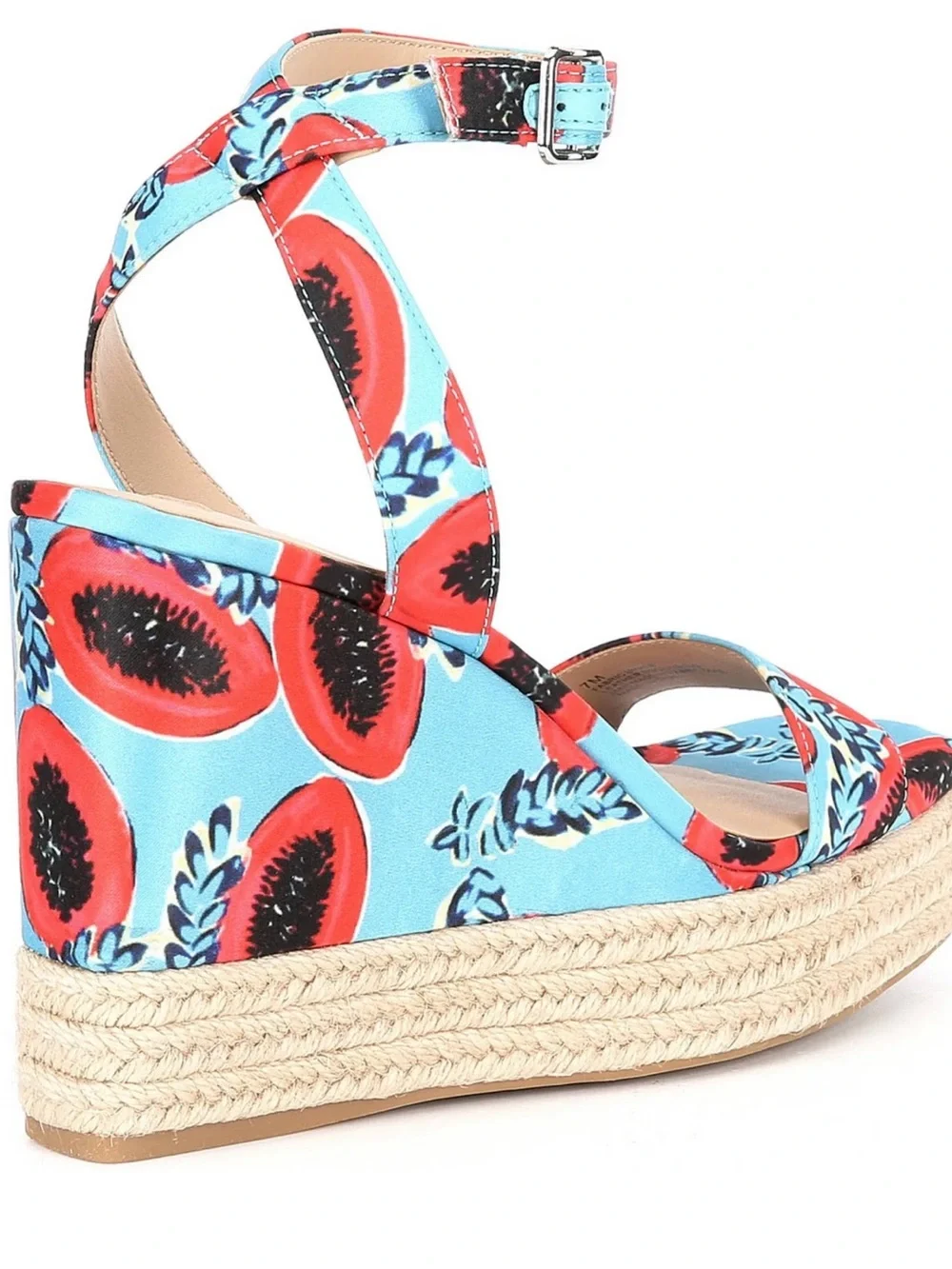 ANTONIO MELANI Turquoise & Red Floral Ankle-Strap Wedges